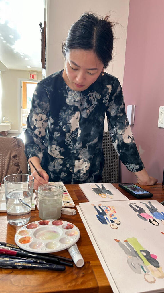 Live Watercolour Portraits at Cherryvale Weddings, Picton, ON